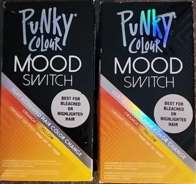 Dos (2) Interruptor de estado de ánimo PUNKY COLOR ~ NARANJA a AMARILLO ~ Color de cabello activado por calor Foto 1 de 4