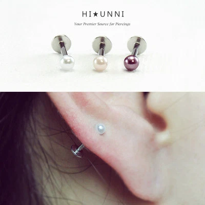 Pendiente cartílago oreja perla 16 g, perla oreja, hélice monroe tragus labret, 1 pieza Foto 1 de 4