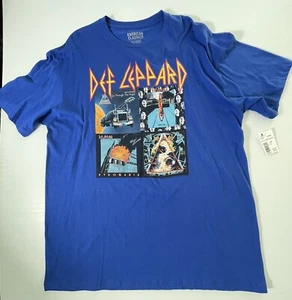 Def Leppard Albums XL Blue T Shirt Pyromania Hysteria On Thru The Night High Dry - Picture 1 of 10