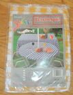 VINTAGE SPLASHES BARBEQUE YELLOW CHECK VINYL TABLECLOTH ZIPPER 60" ROUND EASY