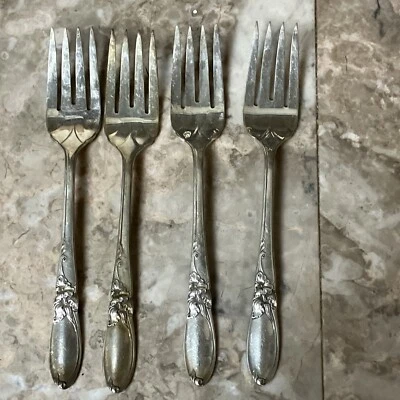 4) Oneida Community 1953 WHITE ORCHID 6 7/8” Salad Forks Lot 2 - Image 1 of 4