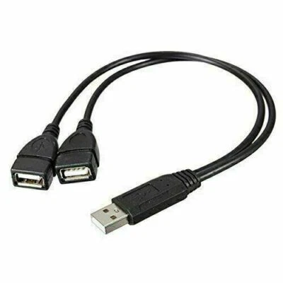 USB 2.0 A Male To 2 Dual USB Female Jack Y Splitter Hub Power Cord Adapter Cable - Image 1 of 4