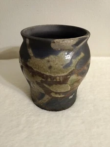 Art Pottery Mid Modern Medium Thick Drip Glaze Multicolor 1992 M Wardell Studio - Imagen 1 de 12