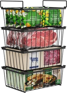 Freezer Organizer Bins 4 Pack Stackable Chest Freezer Organizer for 5 Cu.FT Deep - Picture 1 of 7
