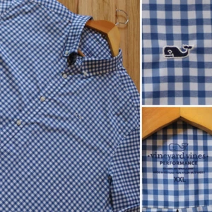Vineyard Vines Performance Shirt Men 2XL Button-Down Gingham Check NYLON Stretch - Picture 1 of 6
