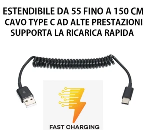 USB Kabel Type C Elastic Auf 150 CM Neu Laden Schnell Auto Spirale - Photo 1/14