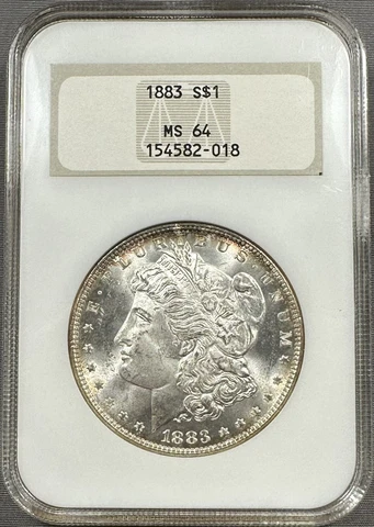 1883-P Morgan Dollar $1 - NGC MS64 - Old “Fatty” Holder - Blast White PQ Cover