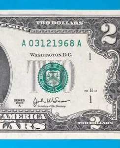 March 12, 1968 / 3 December 1968 : A 03121968 A BIRTHDAY NOTE $2 Two Dollar Bill - Picture 1 of 3