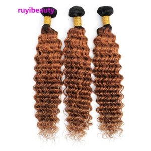 Deep Wave 1B/30 Ombre Color Brazilian 100% Virgin Human Hair 3 Bundles 10-26inch - Picture 1 of 6