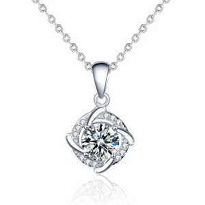 1ct D Color Moissanite Necklace Pendant 925 Sterling Silver for Women Girls Gift - Picture 1 of 12