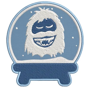Yeti Snow Globe Patch Embroidered Iron-on Applique Christmas Badge - Picture 1 of 2