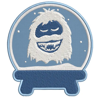 Yeti Snow Globe Patch Embroidered Iron-on Applique Christmas Badge - Image 1 of 2