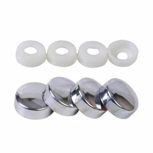 4 Chrome License Plate Tag Mounting Holder Frame Shield Screw Cap Covers New - Picture 1 of 12