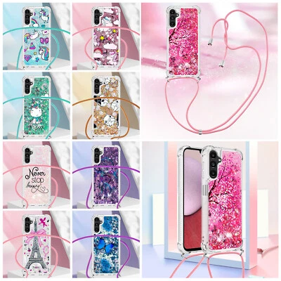 Liquid Glitter Strap Case Phone Cover For Samsung Galaxy A05 A15 A24 A25 A34 A55 - Image 1 of 4
