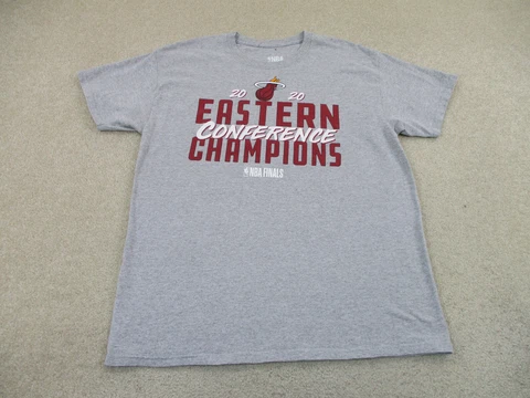 Miami Heat Shirt Adult Large Gray Red NBA Basketball Outdoor Athletic Mens A19 * Cover
