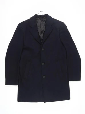 Marks and Spencer Men's Navy Overcoat Size S - Image 1 of 4