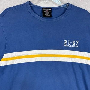 Vtg Ralph Lauren Polo Jeans Co Embroidered Logo Shirt Mens S Gray Blue Striped - Picture 1 of 6