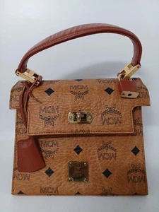 MCM Visetos authentische Kelly Klapphandtasche quadratisch Logo Drehverschluss braun Damen - Bild 1 von 12