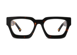 Acetate Rectangular Glasses Metal Embedded Arms Bold Durable VF0215 54-20-145 - Picture 1 of 10