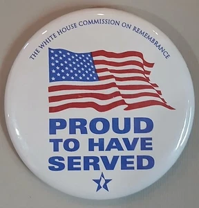 Vintage I'M PROUD TO BE AN AMERICAN Red White Blue Pinback Button. White House  - Picture 1 of 3