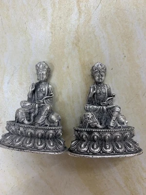 Чудесные тибетские серебряные статуэтки ручной работы *Будда* 2 шт.!!!!!! - Изображение 1 из 4