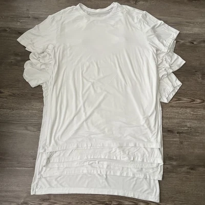 Lote de cuatro camisetas interiores David Archy bambú cuello redondo para hombre grandes blancas Foto 1 de 4