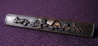 Ancienne épée de samouraï EDO japonaise KOZUKA couleur or Katana Tsuka Japon - Photo 1/4