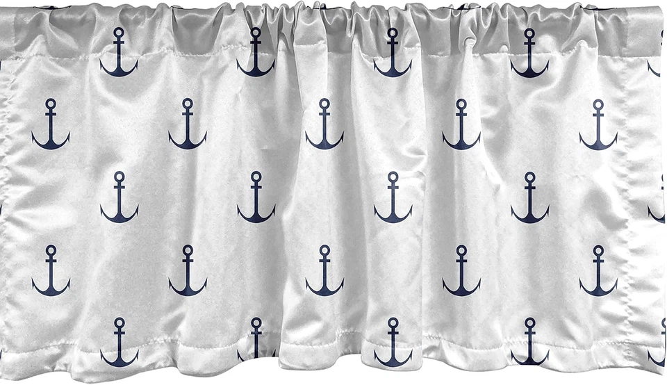 Cenefa Ventana Náutica Lunarable, Patrón de Anclaje en Colores Vivos Nave Surrealista I Foto 1 de 4