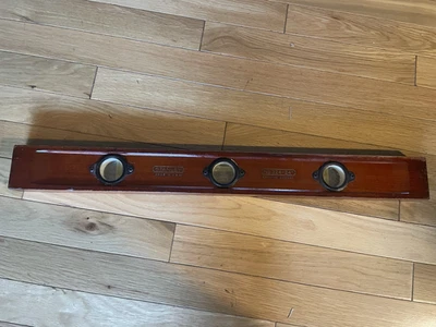 Vintage Stanley No. 324-24" Cherry Bubble Level Carpentry Collectible Tool USA - Image 1 of 4