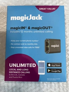 MagicJack Przenośny adapter telefoniczny VoIP z 12-miesięczną usługą Nowy Darmowa wysyłka - Zdjęcie 1 z 2