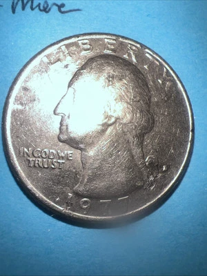 1977 quarter filled D mint mark. Error tails side, U-N-I-T struck flat, touching - Image 1 of 4