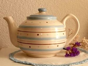 Price & Kensington teiera a pois in ceramica dipinta a mano a righe 6 tazze grande come nuova - Foto 1 di 8