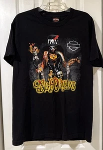 Harley Davidson Shirt 2018 Skull Bourbon Street New Orleans Mardi Gras Size Lg - Picture 1 of 3