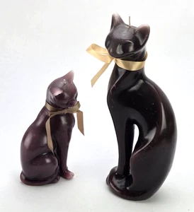 Große & mittlere MCM Vintage Katze Katzenfiguren Kerze Pflaume lila Farbe 13 & 9 Zoll - Bild 1 von 17