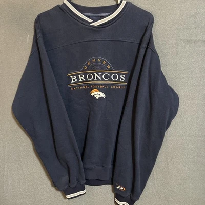 Vtg Pro Player Denver Broncos Pullover Crewneck Sweatshirt Mens Medium Blue AFC - Image 1 of 4