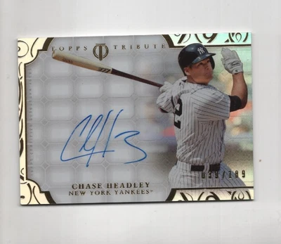 БЕЙСБОЛЬНЫЙ СЕРТИФИЦИРОВАННЫЙ АВТОГРАФ CHASE HEADLEY 2015 TOPPS TRIBUTE #D/189 YANKEES - Изображение 1 из 2