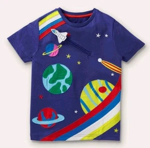 Mini Boden Jungen Kurzarm Baumwolle Applikation T-Shirt Alter 4-5 Jahre Brandneu G6 - Bild 1 von 6