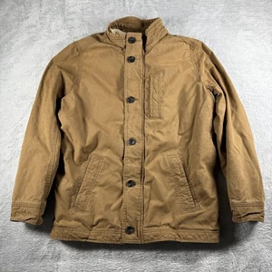American Eagle Jacket Mens Medium Tall Tan Sherpa Waxed Canvas Field Military - Picture 1 of 12