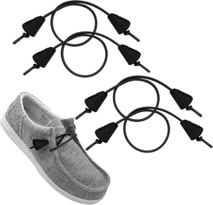 UamGlsob 2Pairs Elastic Shoelaces for Hey Dude 13"/33cm, 2 Pairs Black - Picture 1 of 7