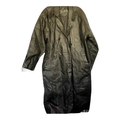 Gabardina vintage Gino di Giorgio para hombre talla grande negra cuero pesado  Foto 1 de 4