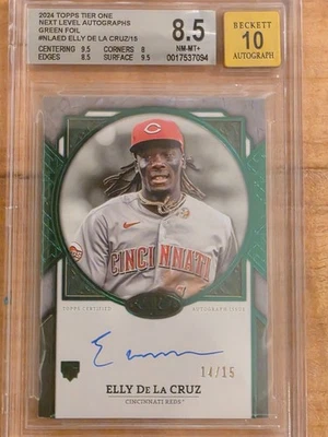 2024 ToppsTier One Next Level Auto Elly De La Cruz Green Foil /15 BGS 8.5/10  - Image 1 of 2