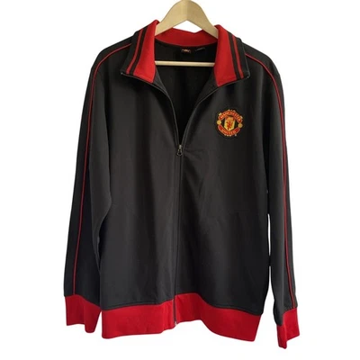 Manchester United Track Jacket Black Red Soccer Football XL - Image 1 of 4