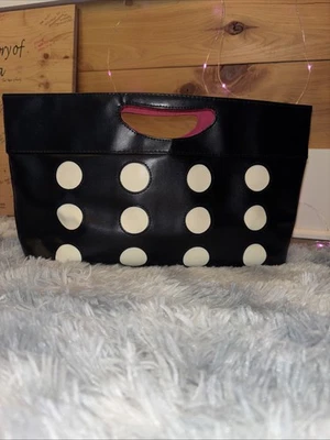 Victoria's Secret лакомства застежки сумочки белый горошек черный и розовый новый - Изображение 1 из 4