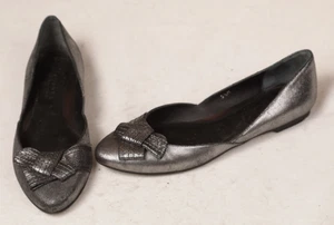 Talbots Collection Women's Slip On Flats Dressy Shoes 5.5 M Silver Metallic Bow - Picture 1 of 9