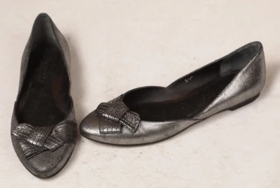 Talbots Collection Women's Slip On Flats Dressy Shoes 5.5 M Silver Metallic Bow - Image 1 of 4
