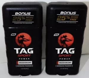 2 TAG deodoranti TAG SPORT POWER fragranza rinfrescante 2,25 once 64 g ciascuno - Foto 1 di 1