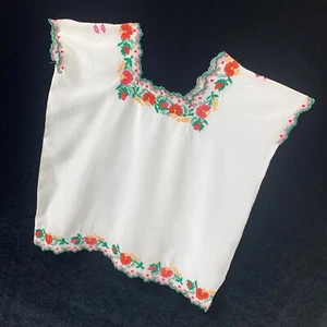 1950s Rayon Ethnic Crop Top XXS Floral Embroidery Cap Sleeves Halloween Costume - Picture 1 of 12