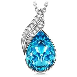 Necklace Gifts for Women 925 Sterling Silver Blue Crystal Essential Necklace - Picture 1 of 6