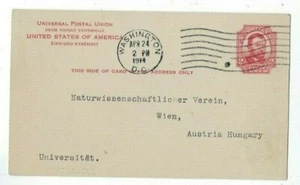 1914 Washington DC, UX25 Postal Card to Vienna Austria - Hungary - Picture 1 of 2