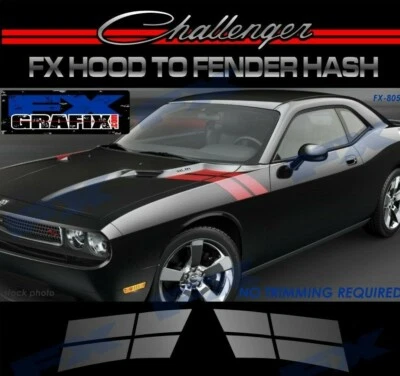 Dodge Challenger Estilo Fábrica Guardabarros Hash Stripes Kit Calidad Rayas 08-14 Foto 1 de 2